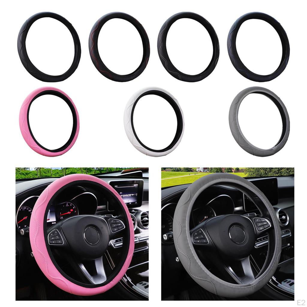 Auto Steering Wheel Cover Anti Slip Professional Stitching Suitable for All Seasons Easily Install