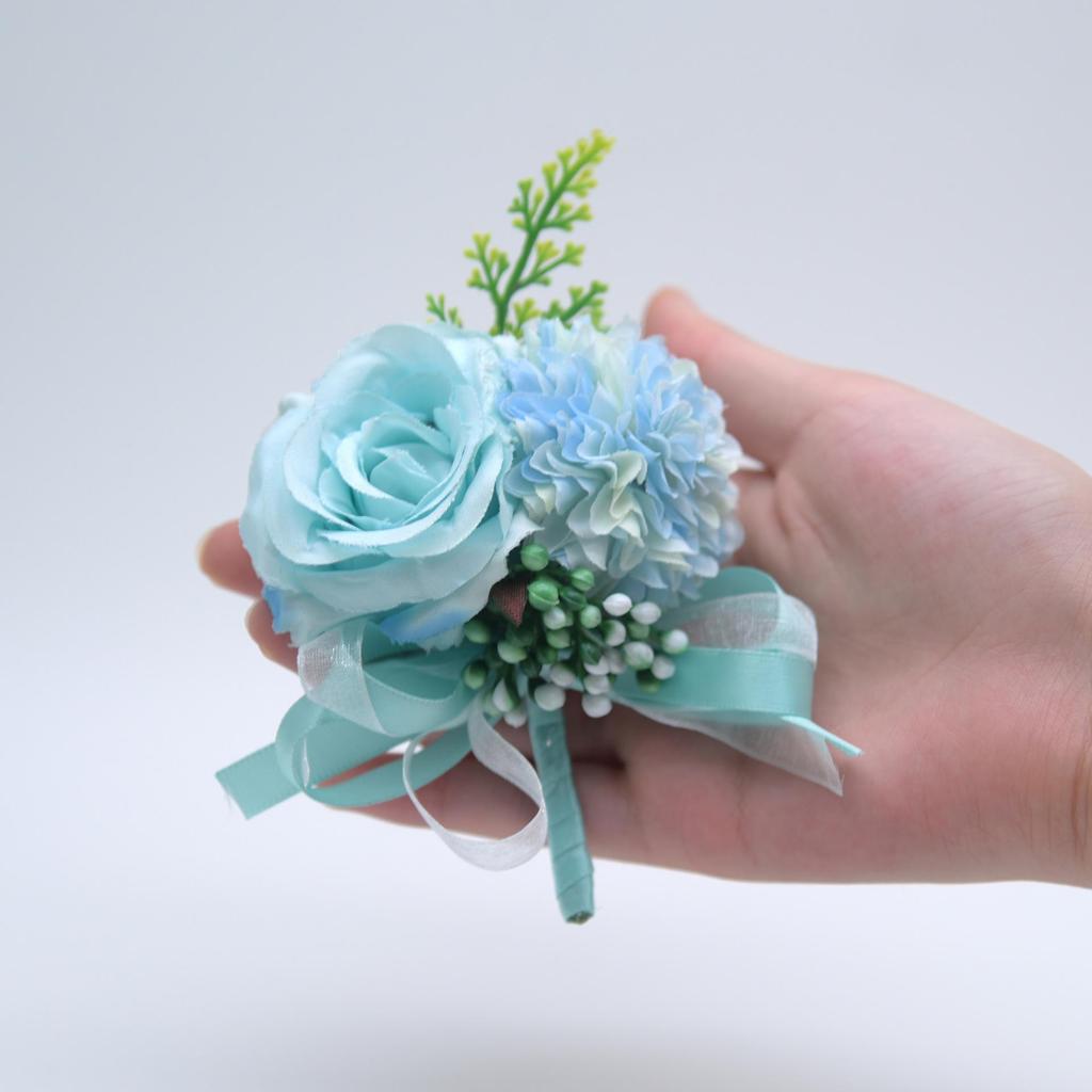 Silk Flower Wedding Boutonniere for Groom & Bride - Handmade Artificial Decoration