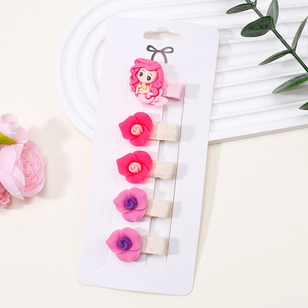 5Pcs/Lot Mermaid Solid Color Flowers Hair Ring Hair Clips for Kids Fashion Headdress No Harm to Hair Baby Hair Accessories