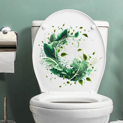 Kreativer Cartoon-Botanischer Aufkleber, selbstklebender wasserdichter Toilettenaufkleber, PVC, verschleißfest, Türaufkleber, Heimdekoration