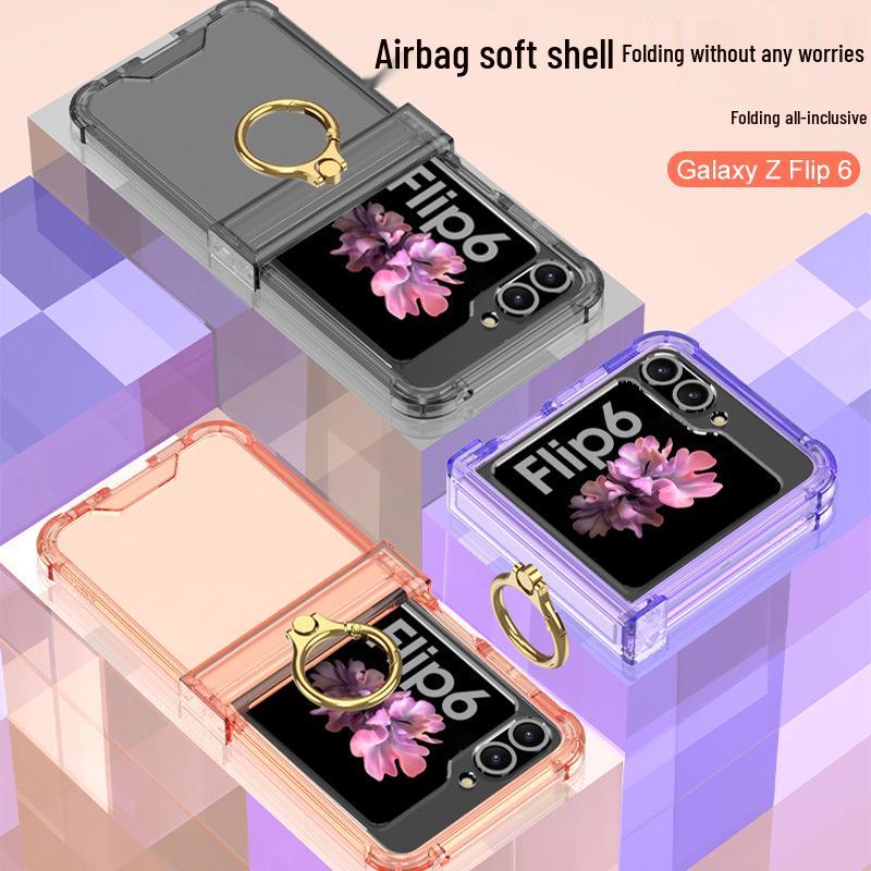 Samsung Z Flip6 Protective Case with Hinge Ring Holder, Full Coverage, Anti-fall. Suitable for Men & Women.