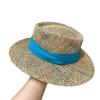 Fashion Woven Straw Hat With Wide Brim And Strap Decoration For Daily Wear