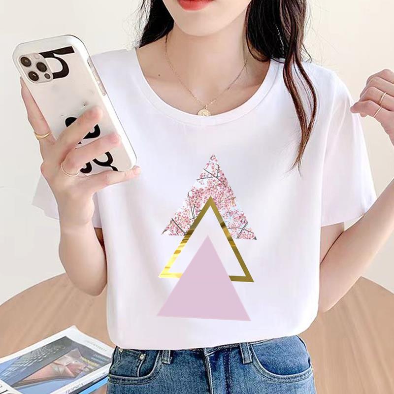 Geometric Trend Women's Short Sleeve Round Neck Fashion T-shirt