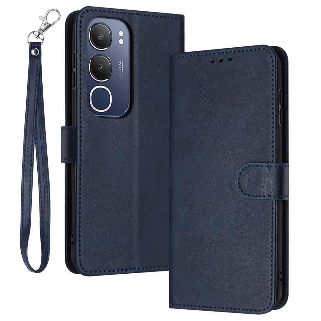 For vivo Y19s 4G Case Flip Stand PU Leather Wallet Phone Cover Calf Texture