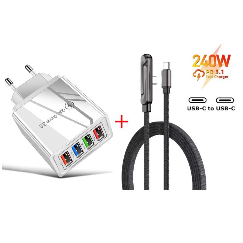 Caricabatterie USB da 3,1 A a 4 porte con spina UE/USA, carica rapida QC 3.0, adattatore di ricarica per iPhone, Samsung, Xiaomi