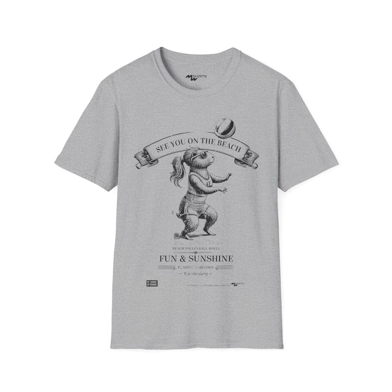 Beach Volleyball Guinea Pig T-Shirt: Copper Engraving Style L