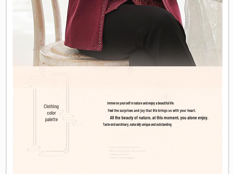 Elegant Two-Piece Knit Top for Middle-Aged and Elderly Women - Stylish Long-Sleeved Spring/Autumn Wear