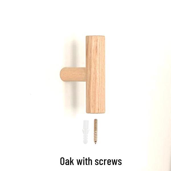 Retro Oak Wall-Mounted Wood Hook for Coats, Hats, Towels, Adhesive Clothes Hanger