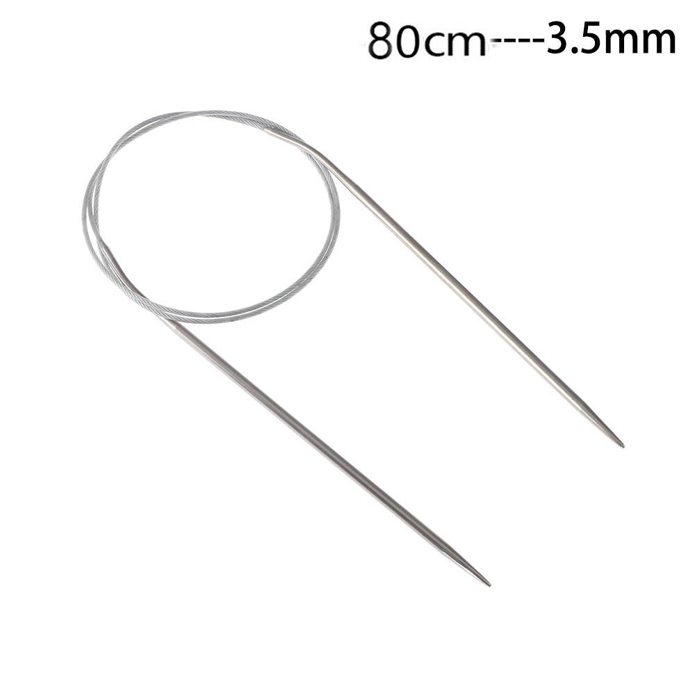 80/100cm Stainless Steel Circular Needle Round Weaving Knitting Needles Handmade Crochet Hook DIY Crafts Household Sewing Pins