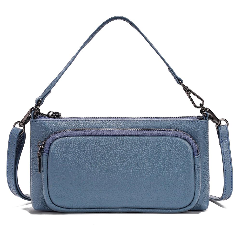 Zency Women's Minimalistic Shoulder Bag Crossbody Multi-pockets Leather Handbag