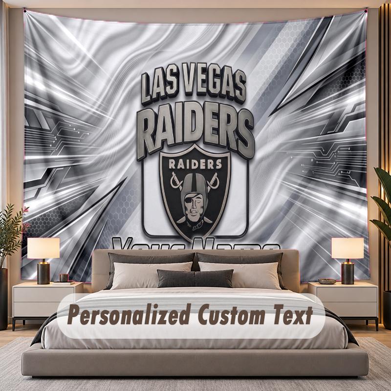 Custom Name Text Tapestry Las Vegas Raiders Personalized Polyester Wall Tapestry For Bedroom And Room