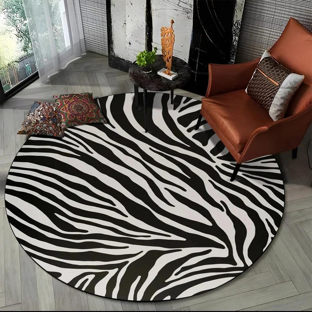 

3D Colorful Zebra Stripe Print Pattern Round Carpet Rug for Living Room Bedroom Child Playroom Decor,Pet Area Rug Non-slip Mat 40X40cm