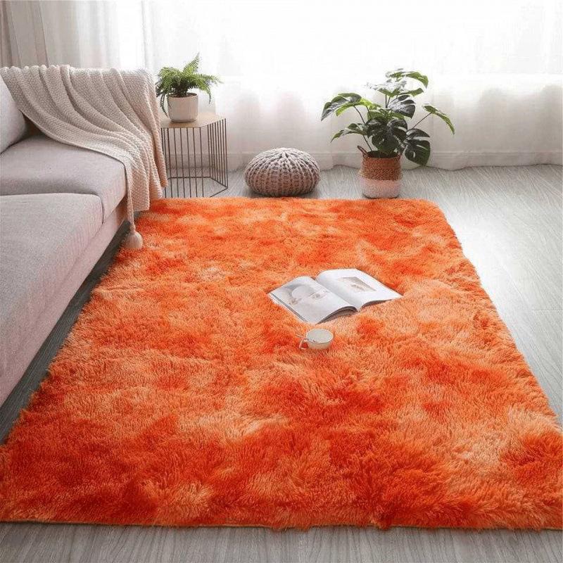 Plush Tie-dye Living Room Full Carpet Floor Mat Thickened Soft Carpet Bedroom Bedside Silk Wool Floor Mat