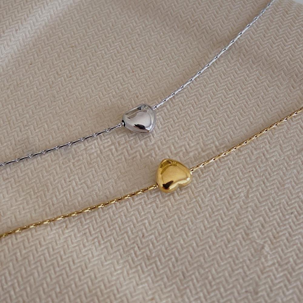 Bohemian Minimalist Necklace Silver Heart Pendant Necklace Mini Heart Necklaces  Women Gifts