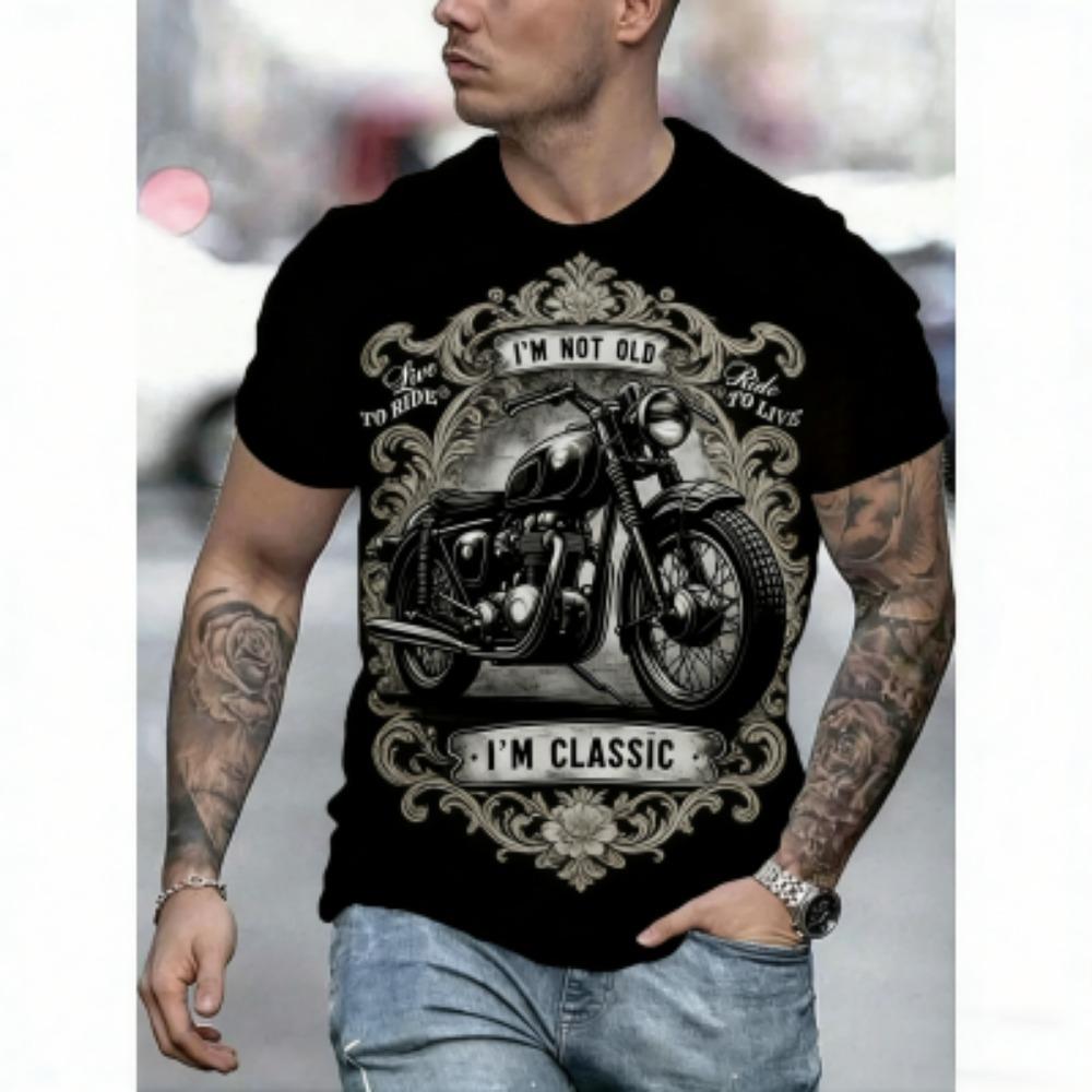 Europe America Summer Men's T-Shirt Motorcycle 3D Print Tees Top Loose Short Sleeve Streetwear Plus Size Women T-shirt