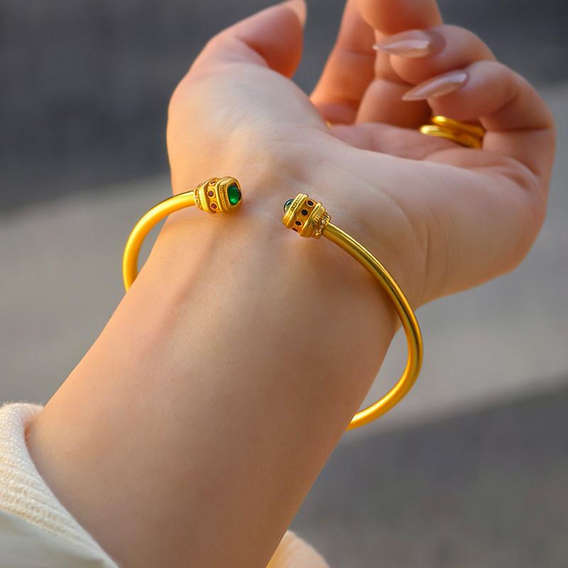 

24K sand gold zir*****pen bracelet new Chinese design sense niche bracelet bracelet light luxury jewelry women