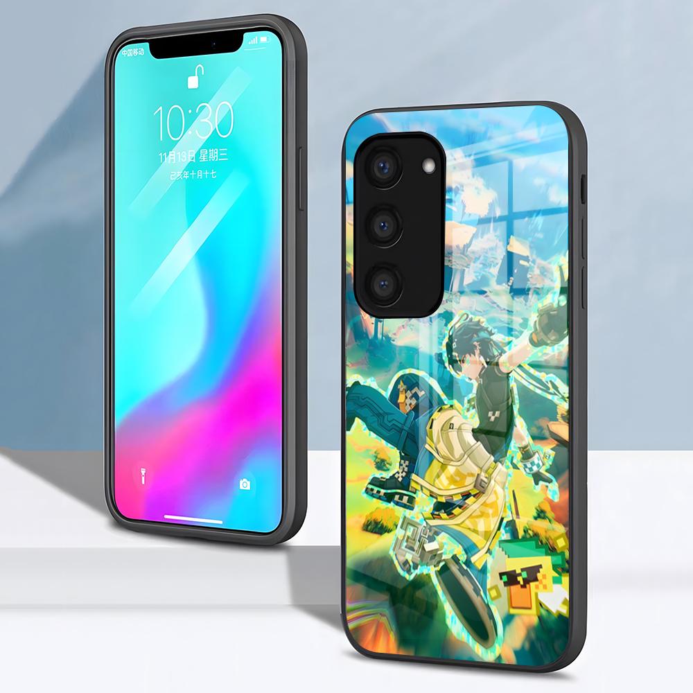 

Чехол для телефона Kinich G-Genshin Impact для Samsung S26 S25 S24 FE S23 S22 S21 Plus S20 Ultra Note20Ultra Черный Стеклянный Чехол Galaxy S22 Ultra 5G