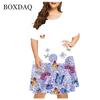 New  Summer Women Cute Cat Print Dress Casual Short Sleeve Ladies Mini Dress Street Fashion Plus Size Women Clothing