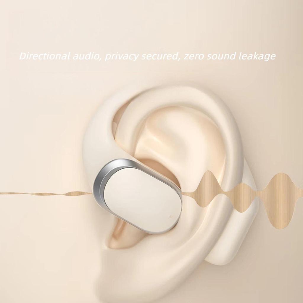 PVF Bluetooth Headphones, Ear-Hook Bone Conduction Concept, Open-Style Non-In Wireless, Noise-Cancelling Ear Clips, White