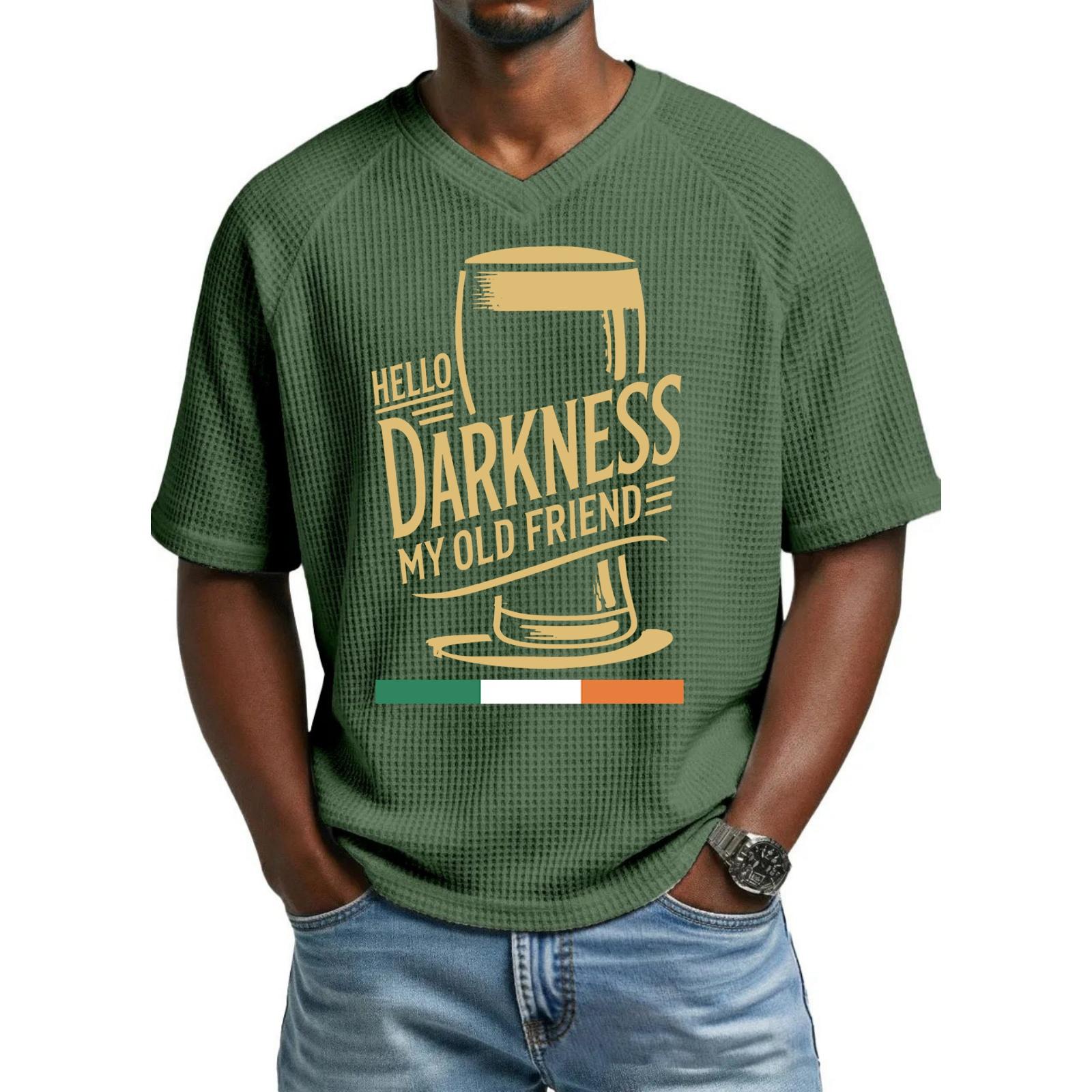 Men s stylish casual loose flag letter print shirt Men s breathable V-neck short-sleeved shirt L армия зеленый 1490₽