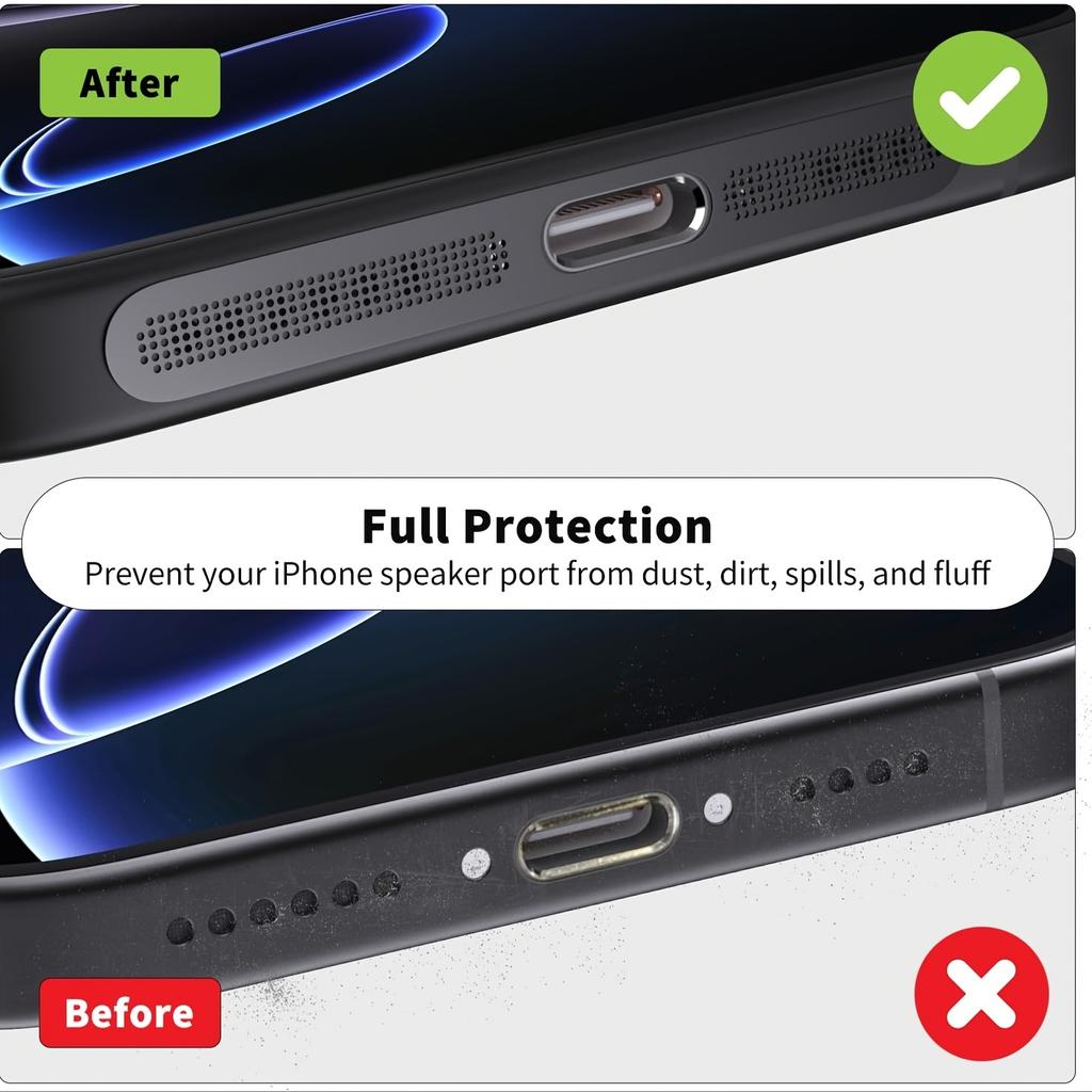 iPhone 16 Pro Max Metal Dustproof Mesh for Charging Port and Speaker Universal Fit for iPhone 12-16 Series
