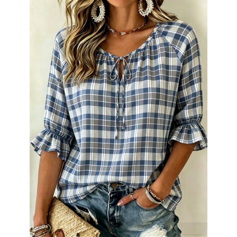 Lazy Casual Half Sleeve Women's Top, Loose Figure-Friendly Design, Comfortable Versatile Outdoor Blouse
