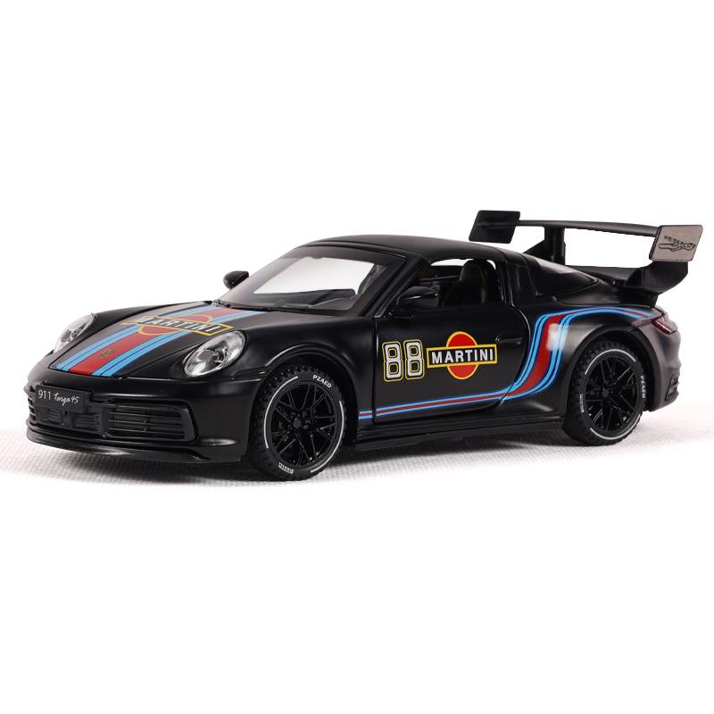 1/32 Porsche 911 Targa 4S Martini Racing Edition Sports Car Alloy Diecast Model Car High Simulation Ornament Decorations Present