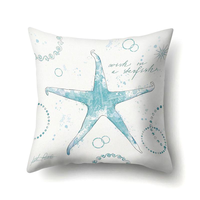 Polyester Pillowcase Peach Leather Velvet Cushion Cover Marine Life Seahorse Octopus Printed Pillow Bedside Cushion Cover