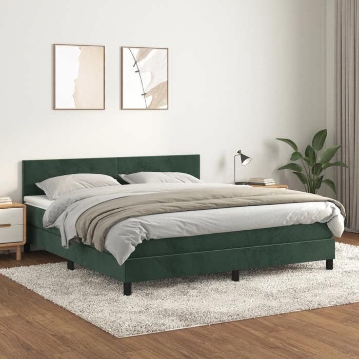 3141200 vidaXL Divan Bed and Mattress Dark Green 180x200cm Velvet