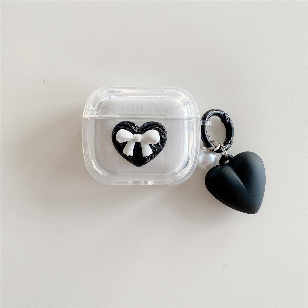 Black Love Bow Is Suitable for Apple AirPods 1 Generation Bluetooth Headset Protective Case Pro1 Generation Headset Case 1st Generation