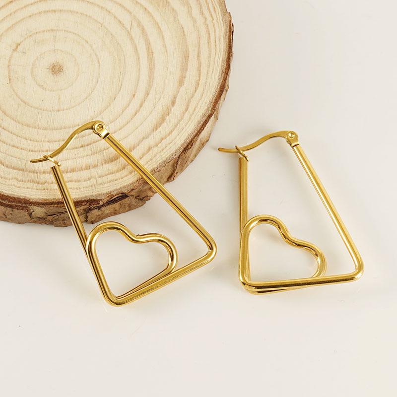 Minimalist Titanium Steel Heart Earrings - Luxury Irregular Design for Women