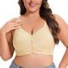 Reggiseno a fascia in cotone morbido, coppa sottile, chiusura anteriore, pizzo, senza ferretto, stile canotta, taglia oversize, per donne di mezza età e anziane