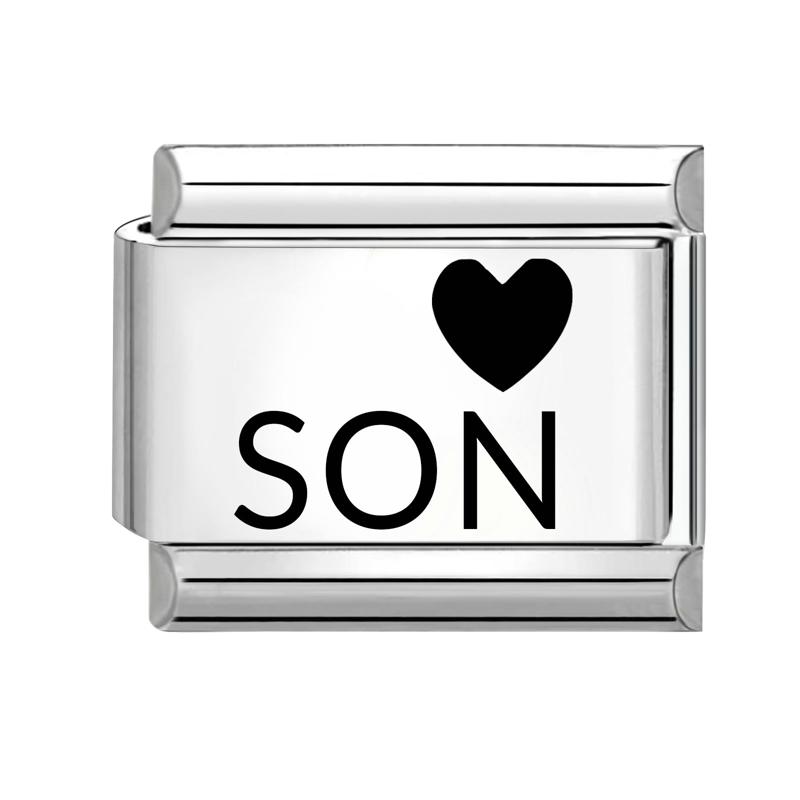 

Fashion Letter Laser Engraving Series Love My Cat Boyfriend Italian Charm Links Fit 9mm Stainless Steel Bracelet DIY Making Gift