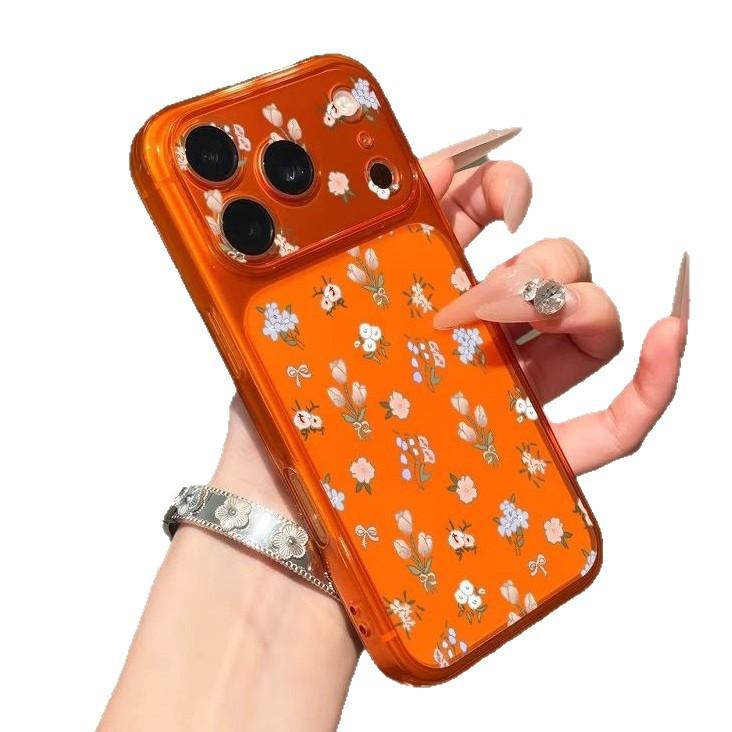 Full Screen Floral Tulip Suitable for Apple 16/17Promax Large Window Mobile Phone Case IP15 Matte 14/13 Soft