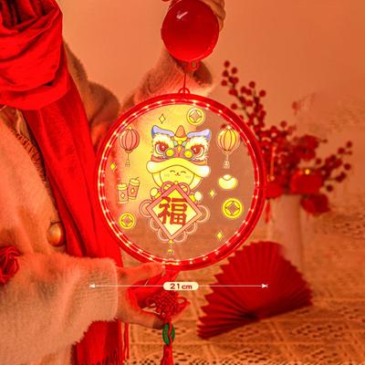 Fashion Acrylic New Year Lantern With Tassel Good Luck Red Hanging Lanterns Red Fu Character Lights Spring Festival