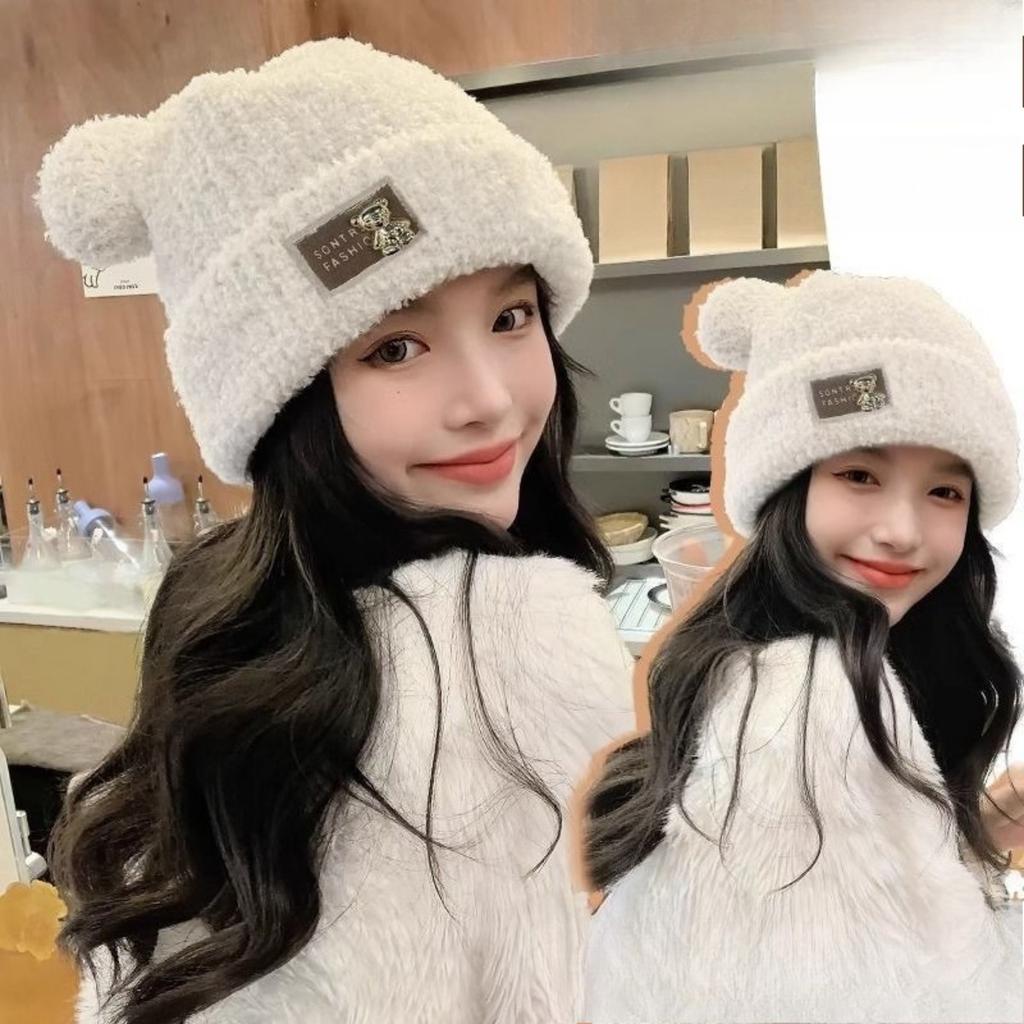 Knitted Hat, Woolen Hat, Plush Hat, Thick Hat, Warm Hat, Cotton Hat, Ear Protection Hat, Cold Hat