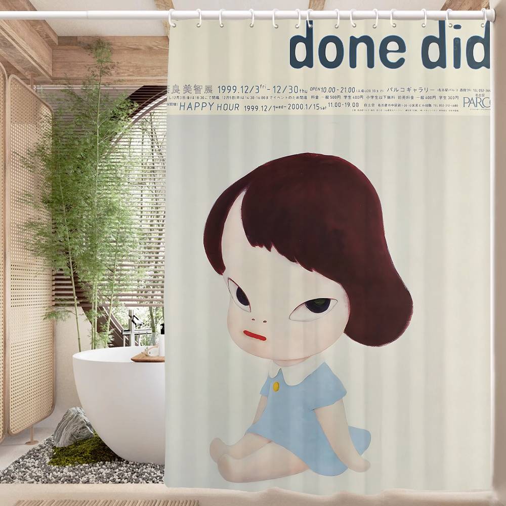 Yoshitomo Nara 1pc Shower Curtain Polyester Waterproof Shower Curtain Bathroom Partition Curtain Decoration Accessories