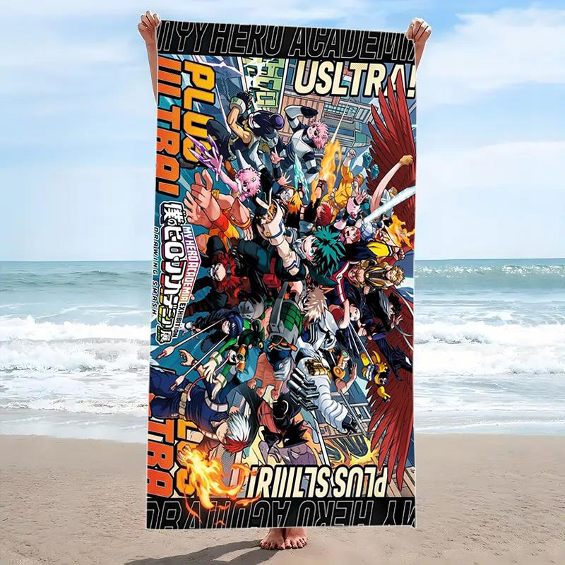 Anime Hero Academia Print Beach Towel, Large Soft Quick Dry Towel for Beach Camping Swimming