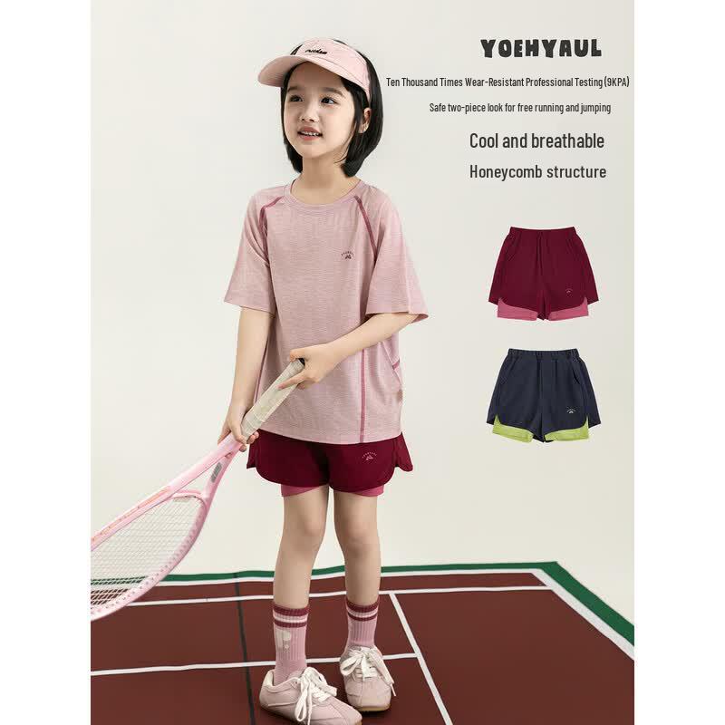 Kids' Girls' Fake Two-Piece Anti-Chafe Breathable Shorts
