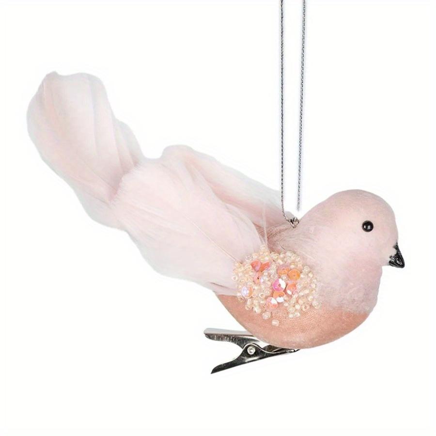 1PC Simulated Foam Feather Bird Christmas Decoration Pink Christmas Tree Pendant 3D Fake Craft Birds Christmas Decoration
