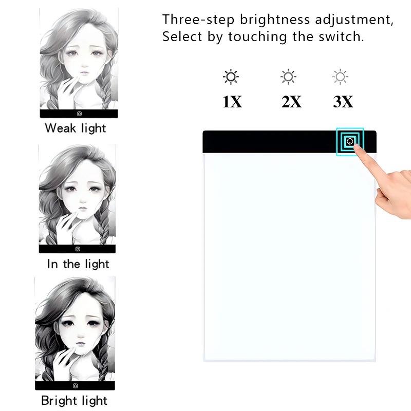 A4/A5 Led Drawing Copy Board Kids Toy To Draw Tablet 3 Level Dimmable Sketching Painting Tablet Light Pad Diamond Painting