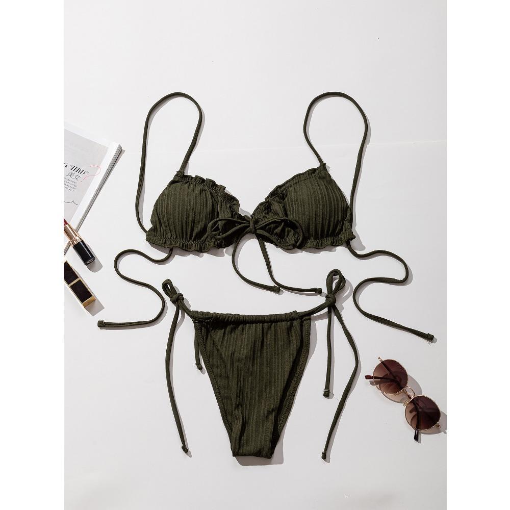 

Купальник бікіні. Європейський та американський сексуальний трикутний купальник із сумкою на лямках XL