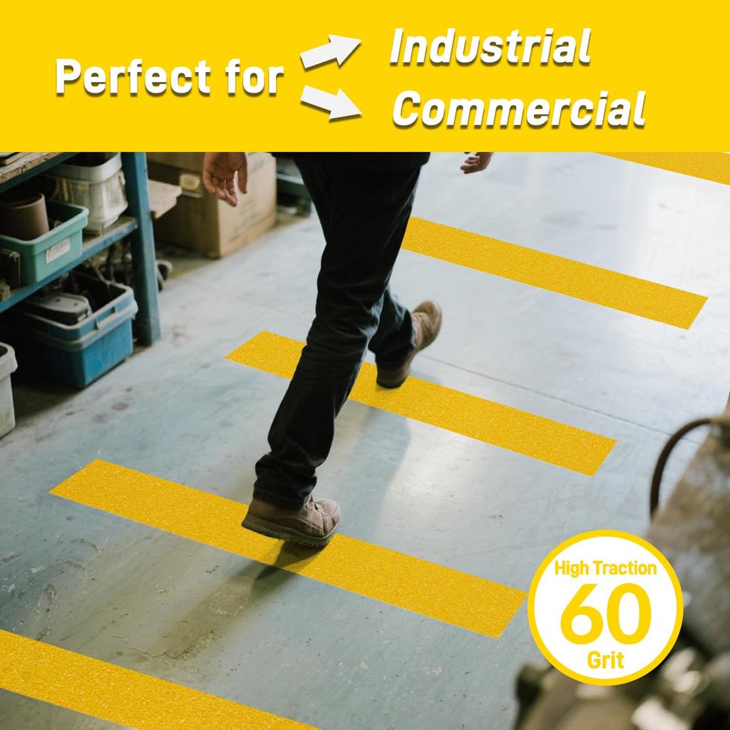 LifeGrip Aluminum Anti-Slip Traction Tape 5cm X 4.6M Non-Textured Smooth Surface Best Grip Stair Safety Step Stool Indoor Outdoor Yellow