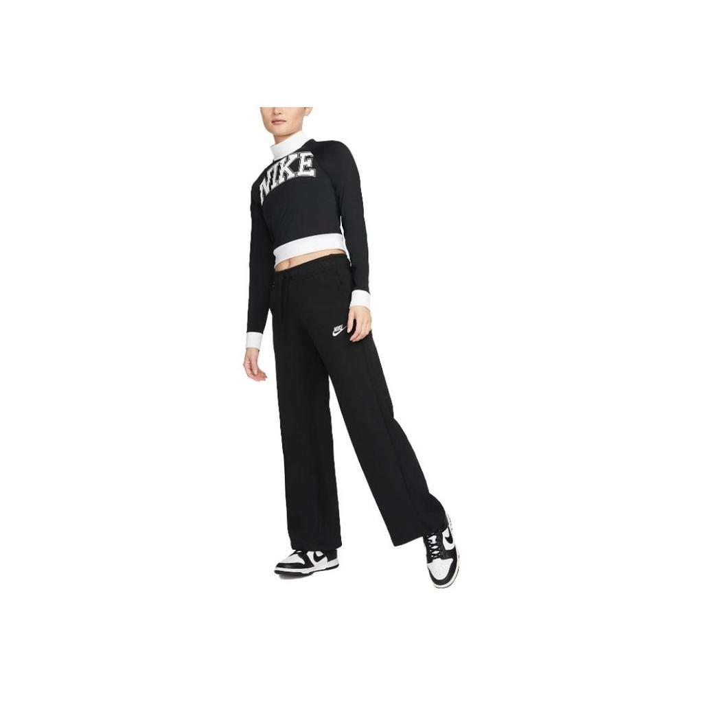 Nike High-Waist Drawstring Casual Pants with Solid Color Logo Women Bottoms Black FB2728-010