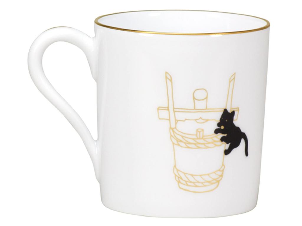 Okura Touen Black Cat and Child Auspicious Tale Mug Part 1 Horse from a 320cc Made in Japan - - "A Gourd" Approx. 107C/5401-1