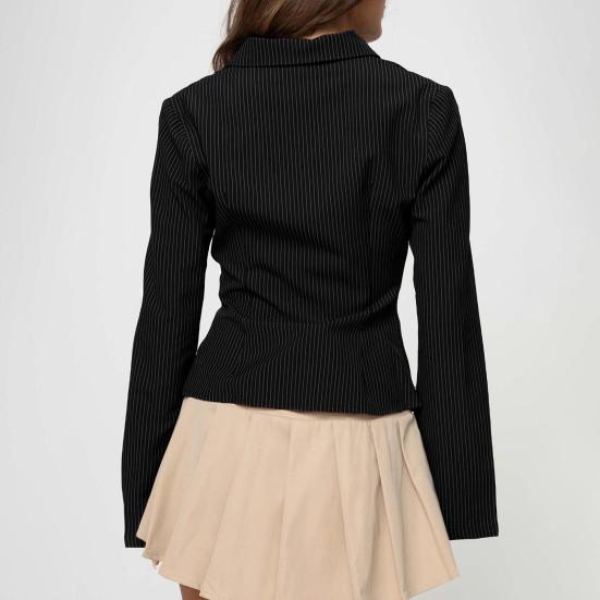 Women Shirt Lapel Long Sleeve Striped Print Shirt Buttons Placket Slim Fit Versatile Tops Daily Wear