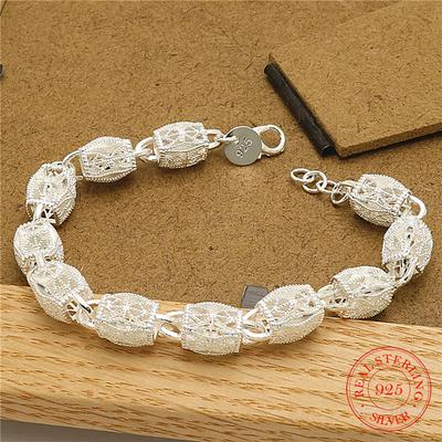 Fine Jewelry 925 Stamp Silver Color Ball Charm Bracelets Chains for Women Classic Party Wedding Noble Jewelry Christmas Gifts