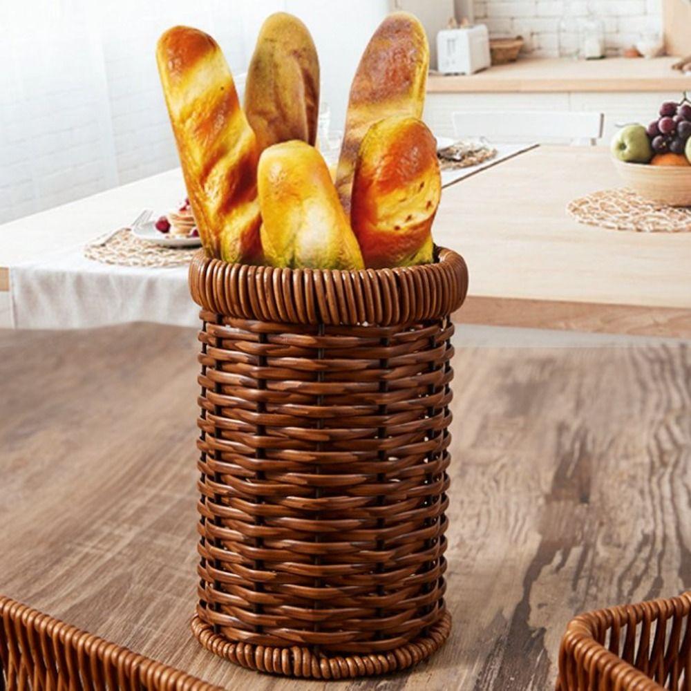 Hardness Rattan Wicker Woven Serving Baskets Household 10 Styles Drain Chopstick Fork Spoon Holder Handwoven Rattan Basket