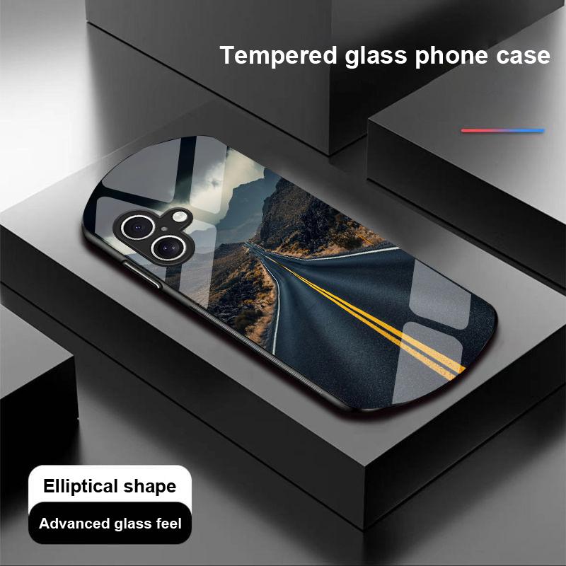High Mountain Flow Für Apple IPhone 16 11 13 15 14 Pro Max 12 Mini 7 8 Plus XR XS Elliptisch Geformte Gehärtetes Glas Handyhülle