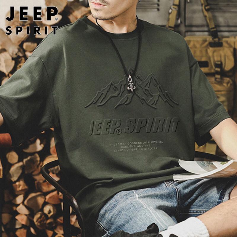 JEEP SPIRIT Men's Printed Round Neck Short Sleeve T-Shirt